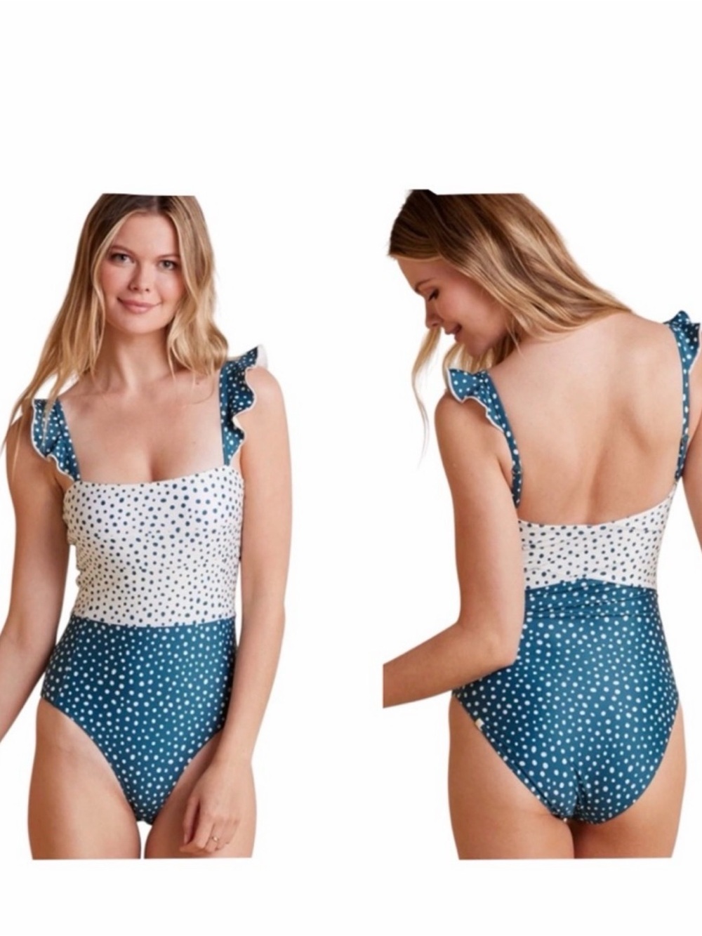 Summersalt The Ruffle Oasis Polka Dot Ruffle Strap One-Piece Swimsuit